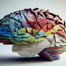 Cerveau coloré fait avec différents papiers